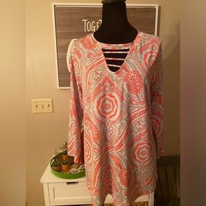 See in Love Hot pink & Tan , Tunic top #73